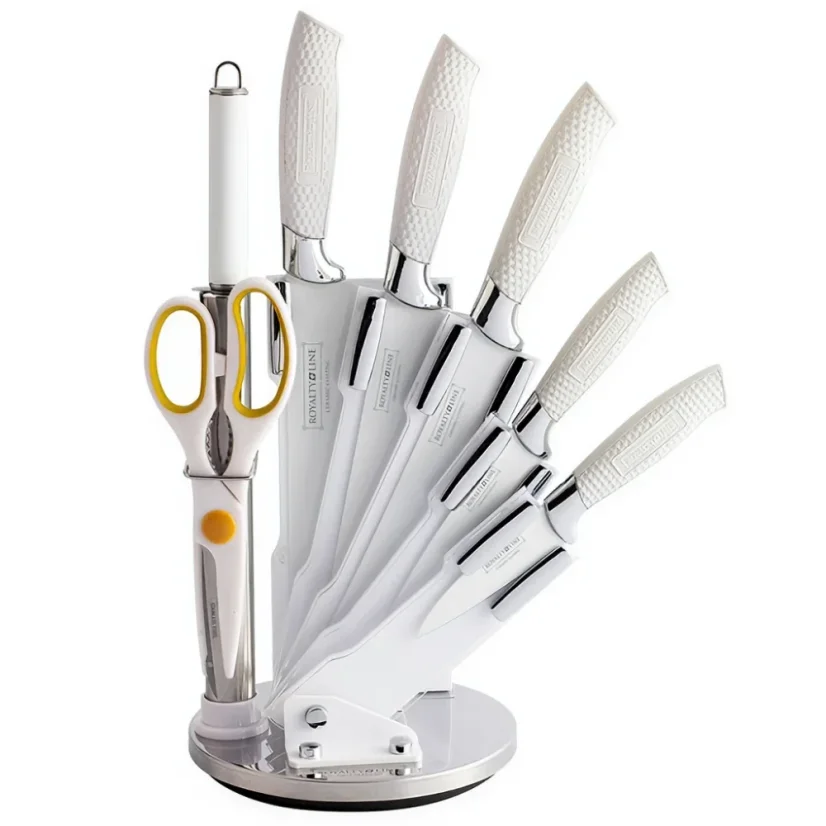 Royalty Line Knife set 8 pieces with swivel stand