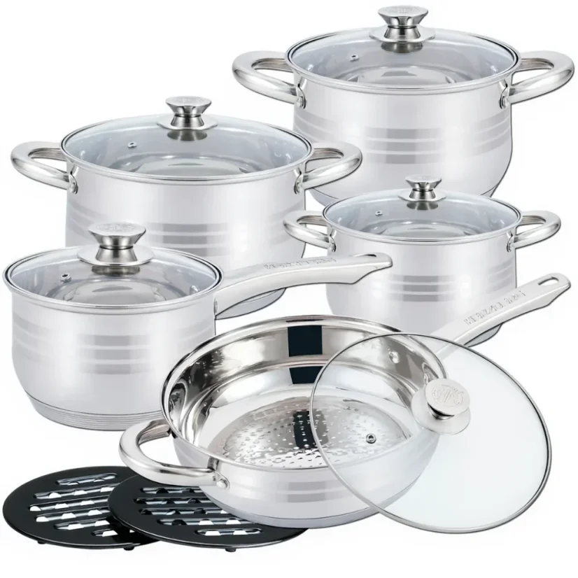 Herzberg Set of 12 stainless steel cookware