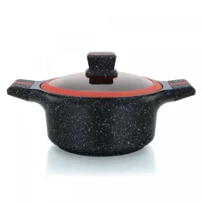 Herzberg Granite coated pot with glass lid - 28 cm Herzberg Granite coated pot with glass lid - 28 cm