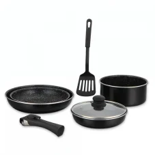 Herzberg 7-teiliges Set mit marmoriertem Geschirr Herzberg 7-teiliges Set mit marmoriertem Geschirr