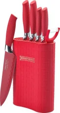 Royalty Line 7-piece set of non-stick knives with block- Red Royalty Line 7-piece set of non-stick knives with block- Red