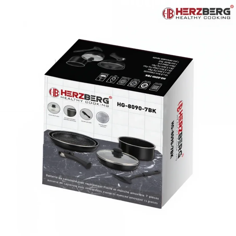 Herzberg 7-piece set of marble-coated dishes
