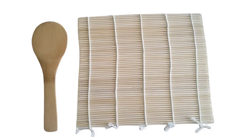 Non Food Rolling sushi mat with wooden spoon 21X24 cm