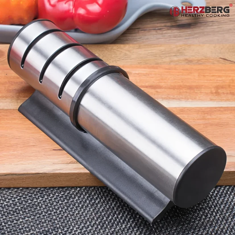 Herzberg Stainless steel cylindrical manual knife sharpener