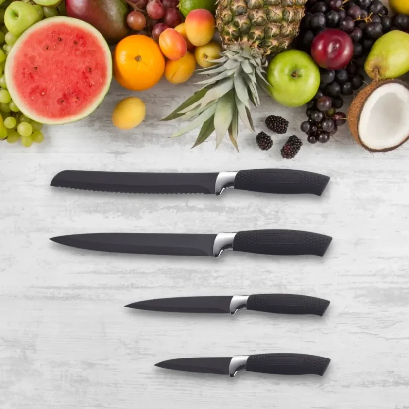 Royalty Line Set of 7 knives with non-stick coating and scraper - Black