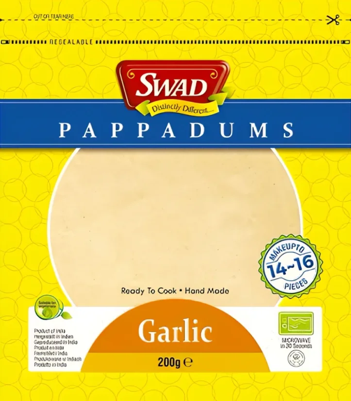 Swad Indian bread Papadum garlic 200g