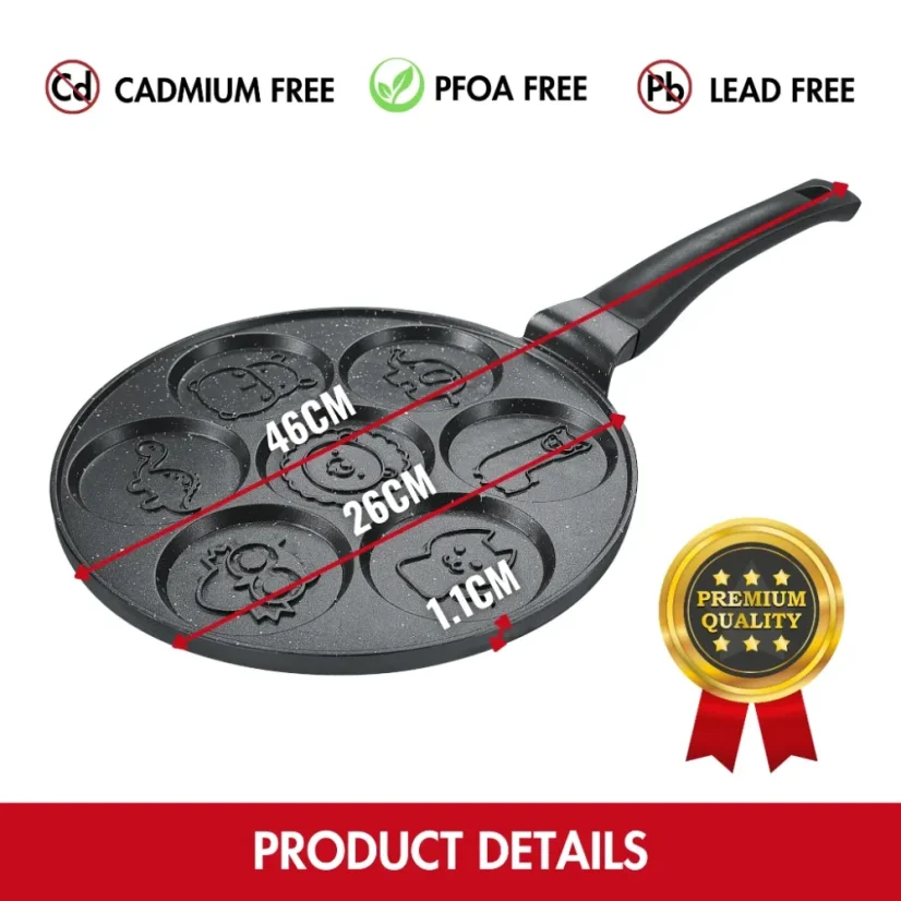 Herzberg Marble coated Pan for 7 pancakes with animals 26 cm