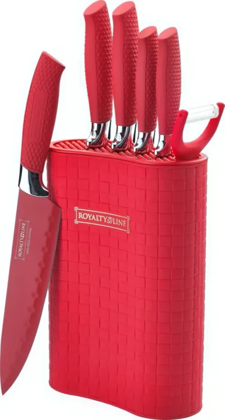 Royalty Line 7-piece set of non-stick knives with block- Red