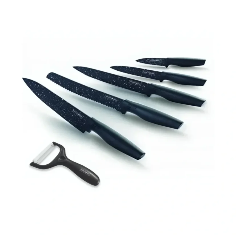 Royalty Line Sada nožov s nepriľnavým povrchom 5 ks - čierna