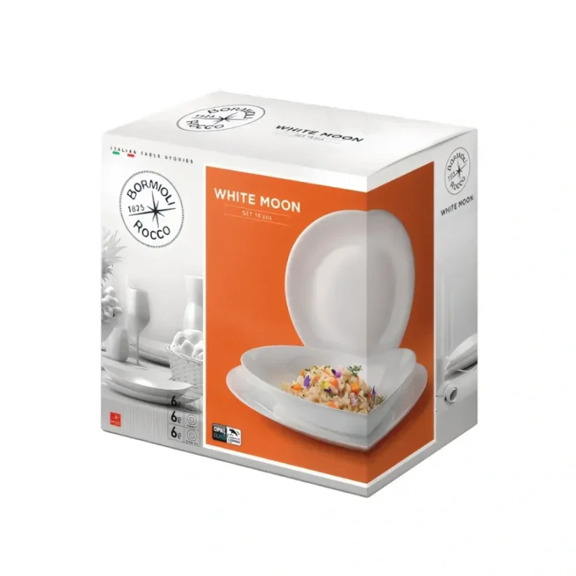 Bormioli Rocco 18-piece plate set White Moon