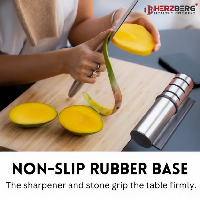 Herzberg Stainless steel cylindrical manual knife sharpener