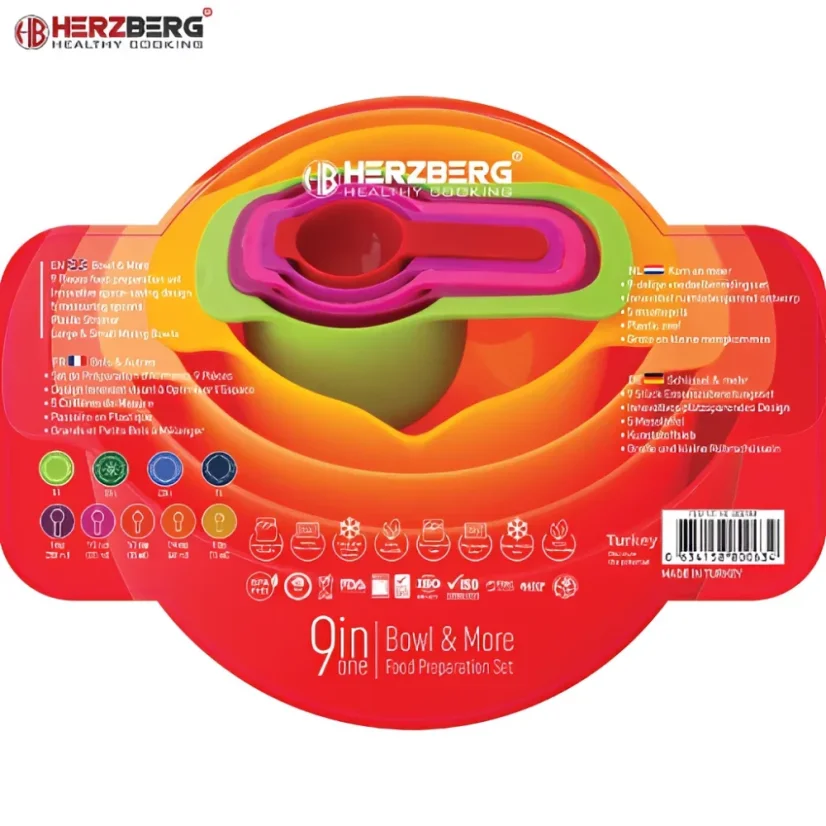 Herzberg Súprava misiek a odmeriek 9 v 1