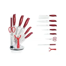 Royalty Line 9-dielna sada nožov s otočným držiakom - Červená