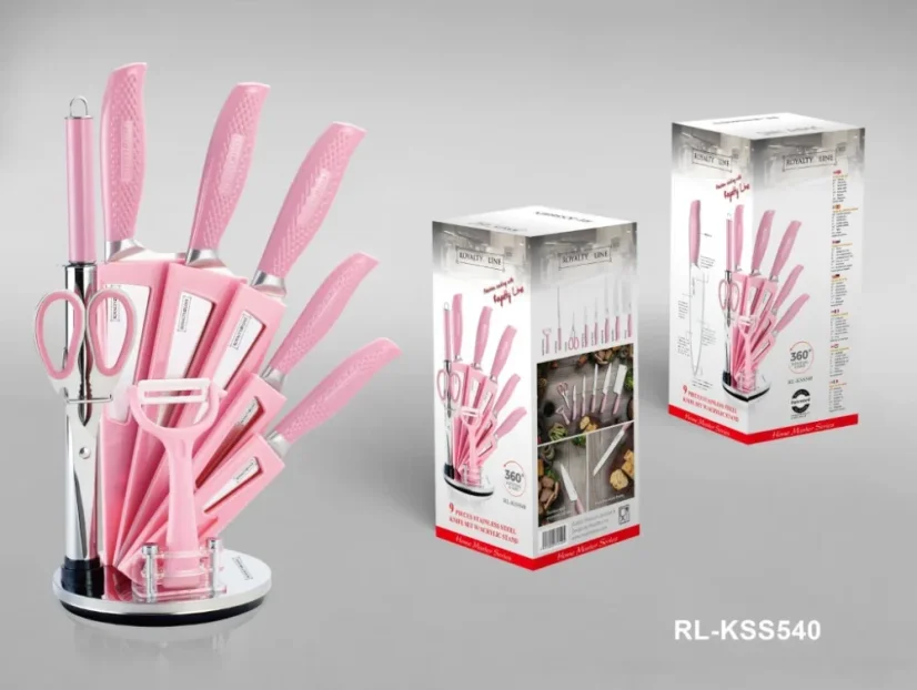 Royalty Line 9-teiliger Messerblock mit schwenkbarem Halter - Pink