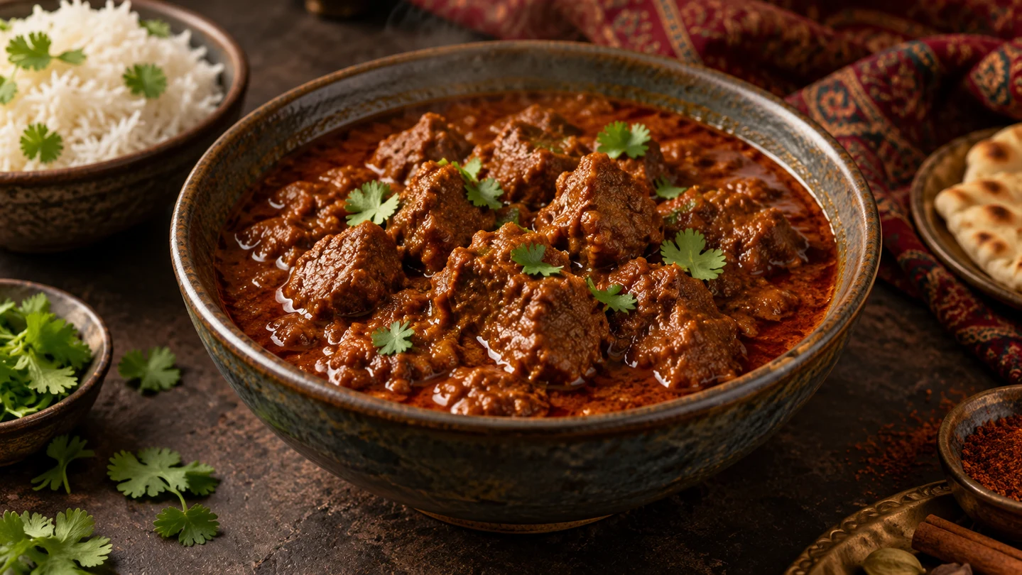 Jehněčí Rogan Josh s basmati rýží