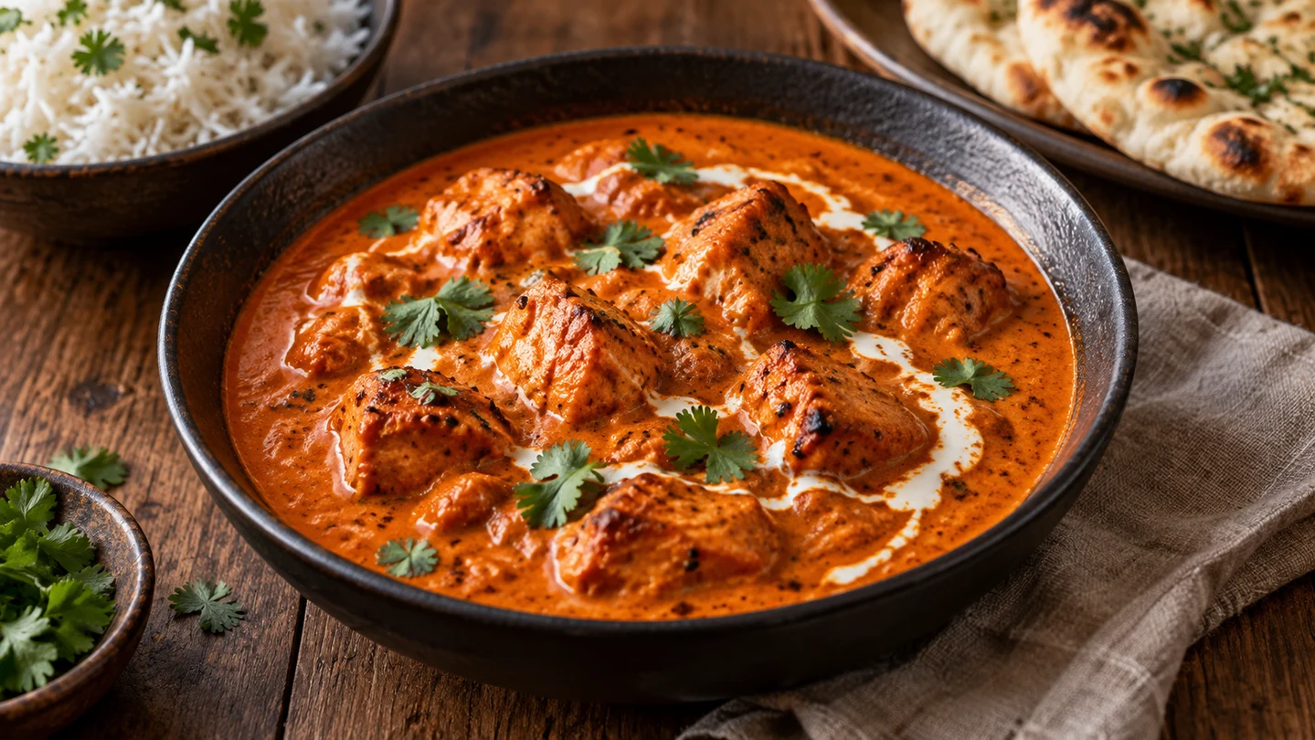 Murgh Makhani s marinovaným kuřetem v rajčatovo-máslové omáčce