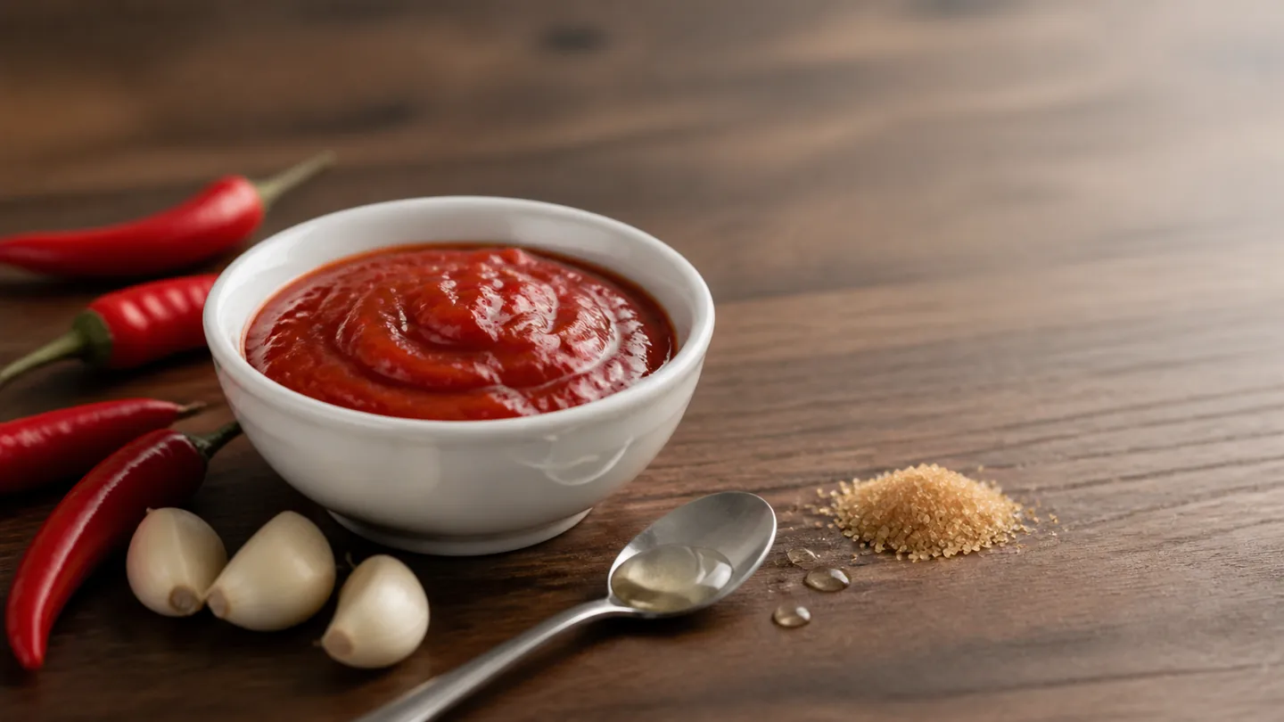 Sriracha z chilli, česneku, octa a cukru
