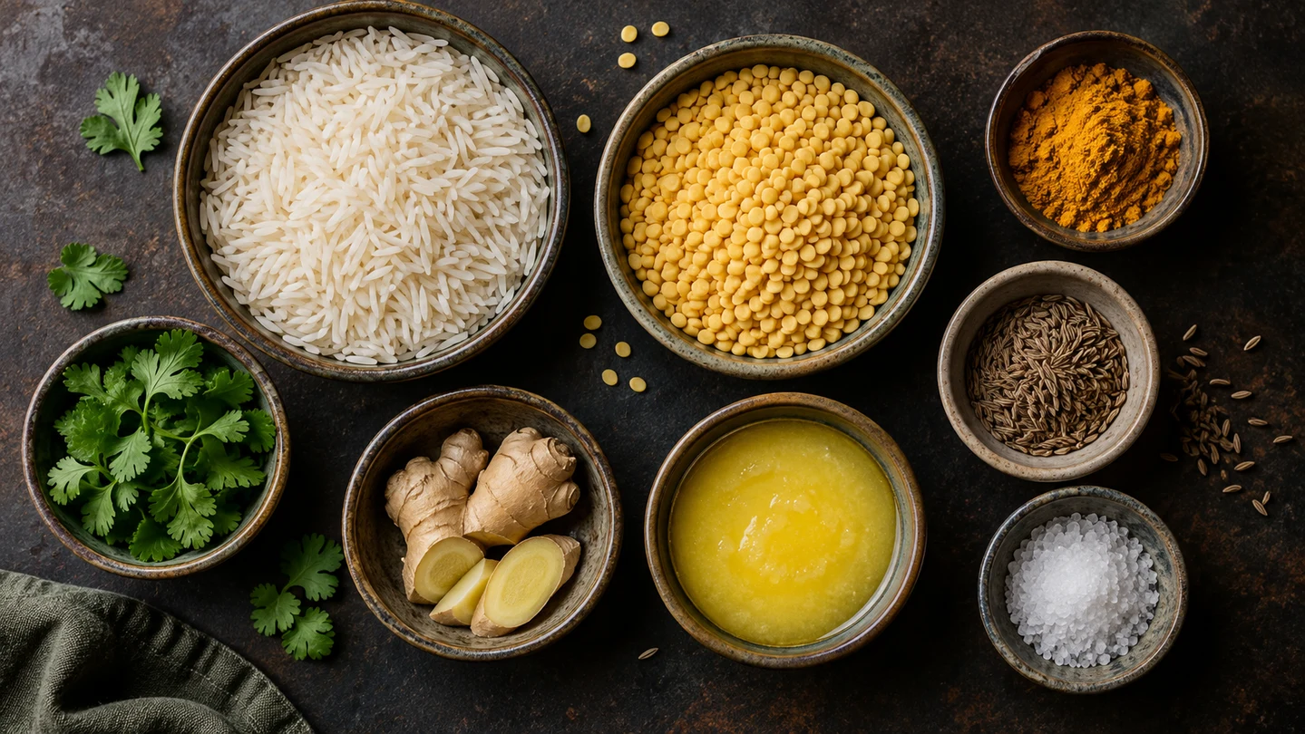 Suroviny na indickou khichdi