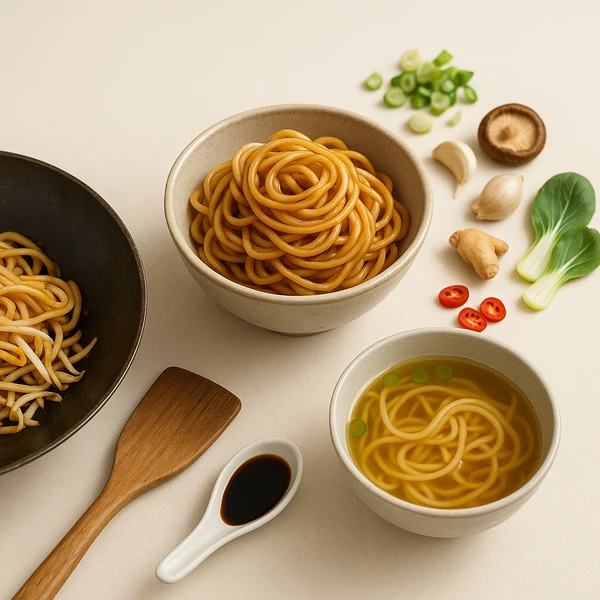 Nudlová jídla do wok pánve vs polévky