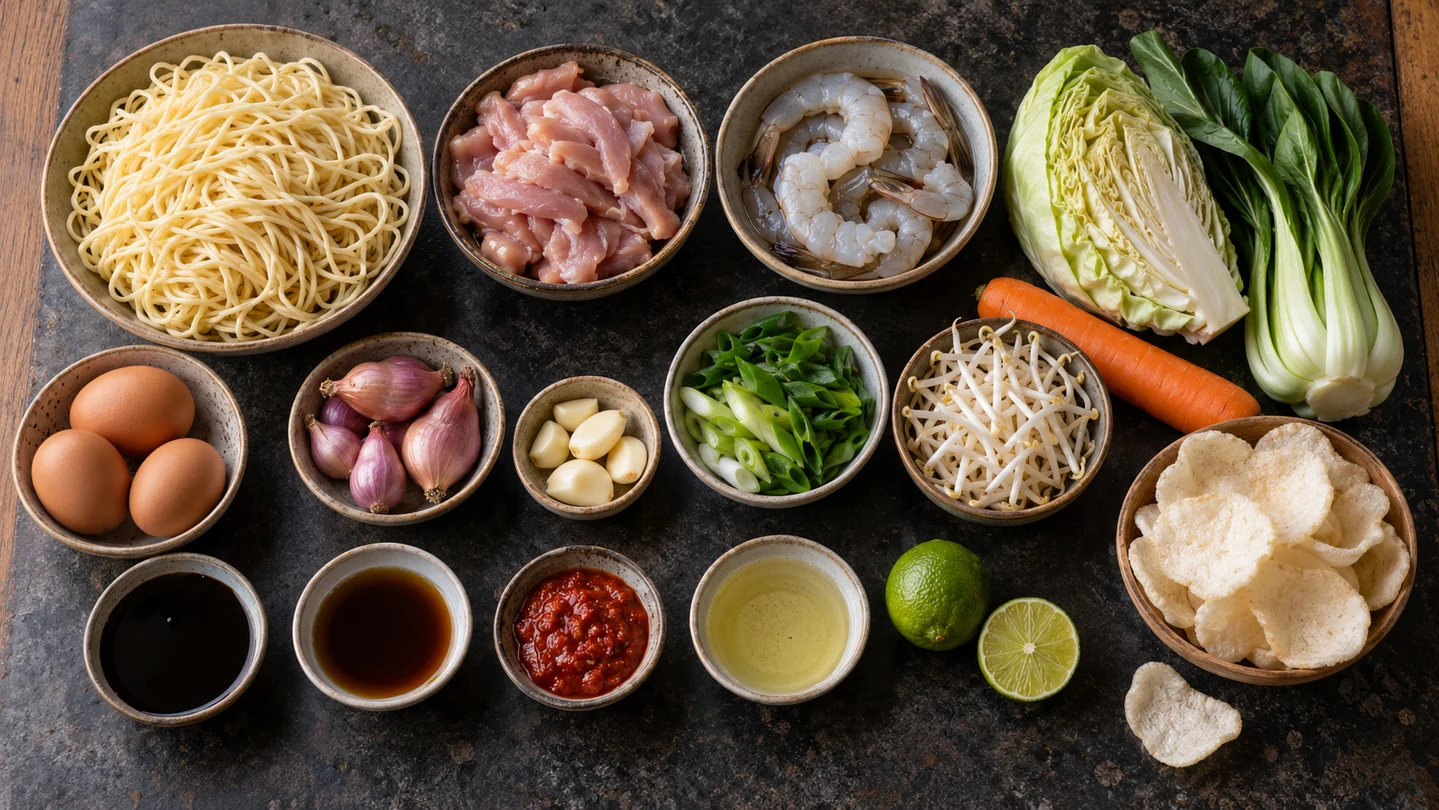 Suroviny na Mee Goreng připravené před restováním